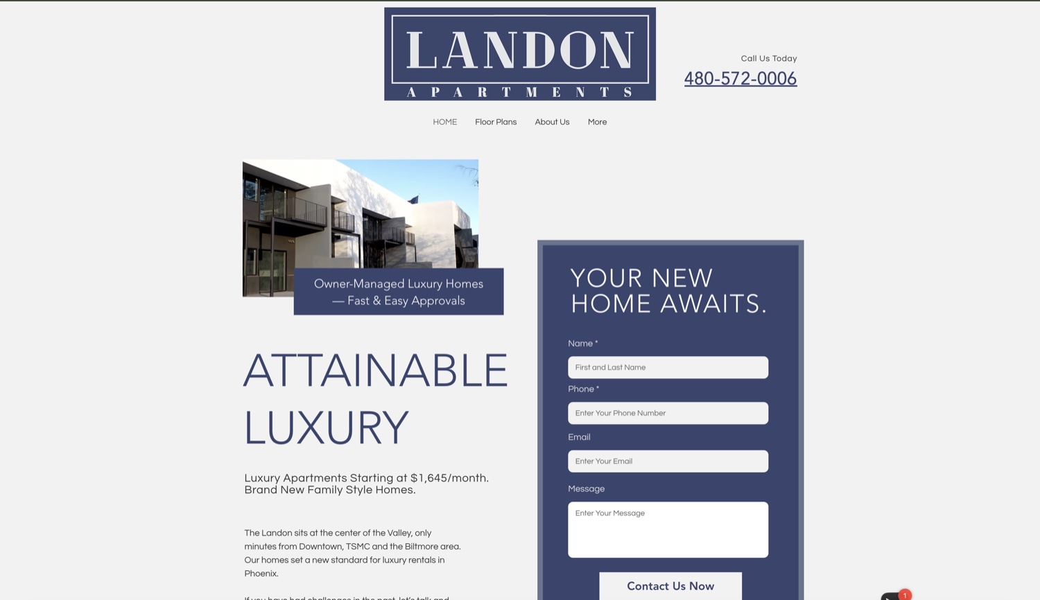 Rebuilt Landon Apartments website — after